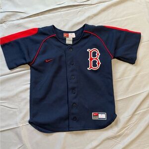 Nike Blue and Red Baseball Jersey with Classic Red Sox Style youth size 5